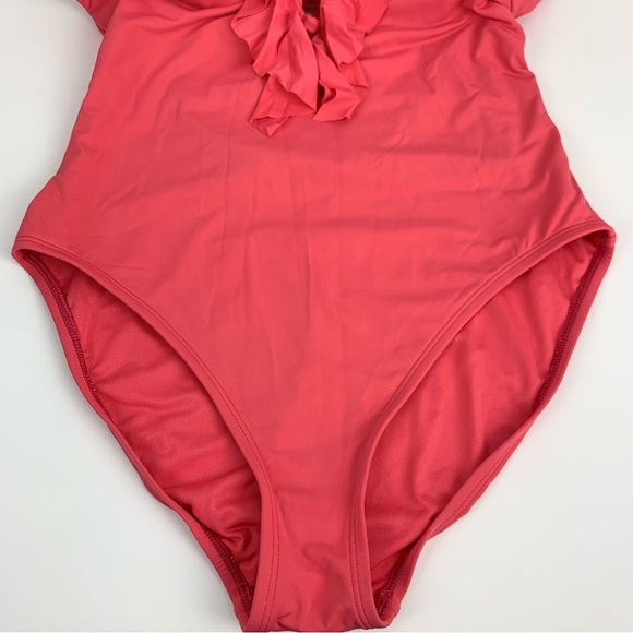 Bleu Rod Beattie Plunge Deep V Ruffle Halter Strappy One Piece Swimsuit 10 - Picture 8 of 12